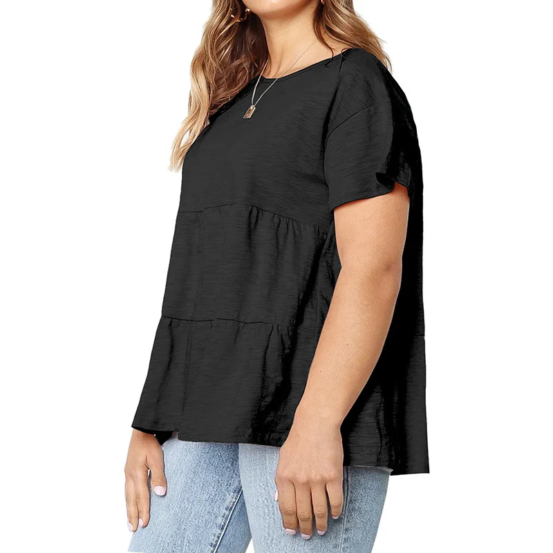 Suvance 2019 летняя повседневная футболка с круглым вырезом 2 однотонных цвета размер