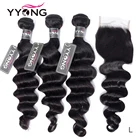 Пряди волос Yyong, 3  4 пучка, свободные, глубокие пряди с застежкой, 100% малазийские человеческие волосы Реми со шнуровкой, среднее соотношение