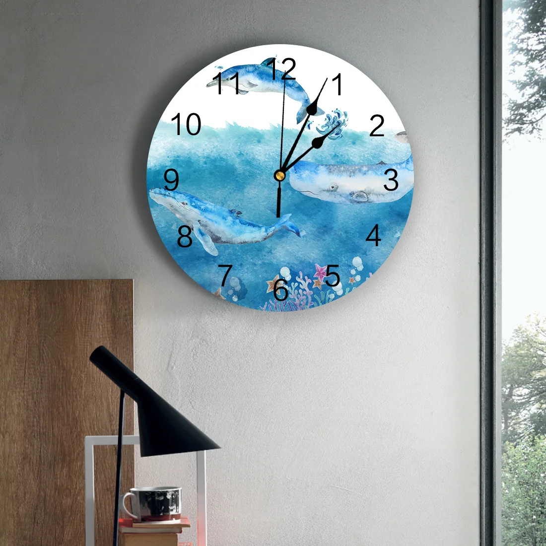 Настенные часы с Китом дельфином коралловым ПВХ современный дизайн домашний