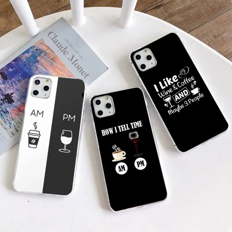 

Coffee Wine Cup cats love heart Phone Case For iphone 13 12 11 Pro Max Mini XS Max 8 7 Plus X SE 2020 XR Silicone Soft cover
