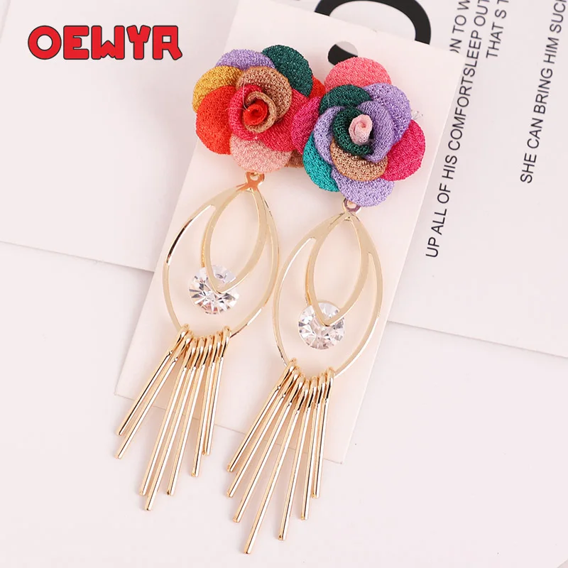 OEWYR 2019 корейские разноцветные женские серьги ручной работы с цветами в богемном