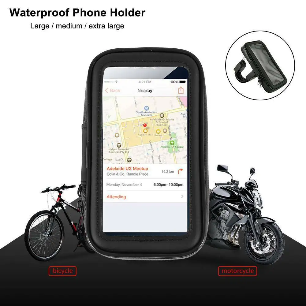 

Mayitr Bicycle Phone Holder Bag Case Motorcycle Handlebar Bracket 360 Degree Motorcycle Bicycle Mount Phone Bag Case Holder