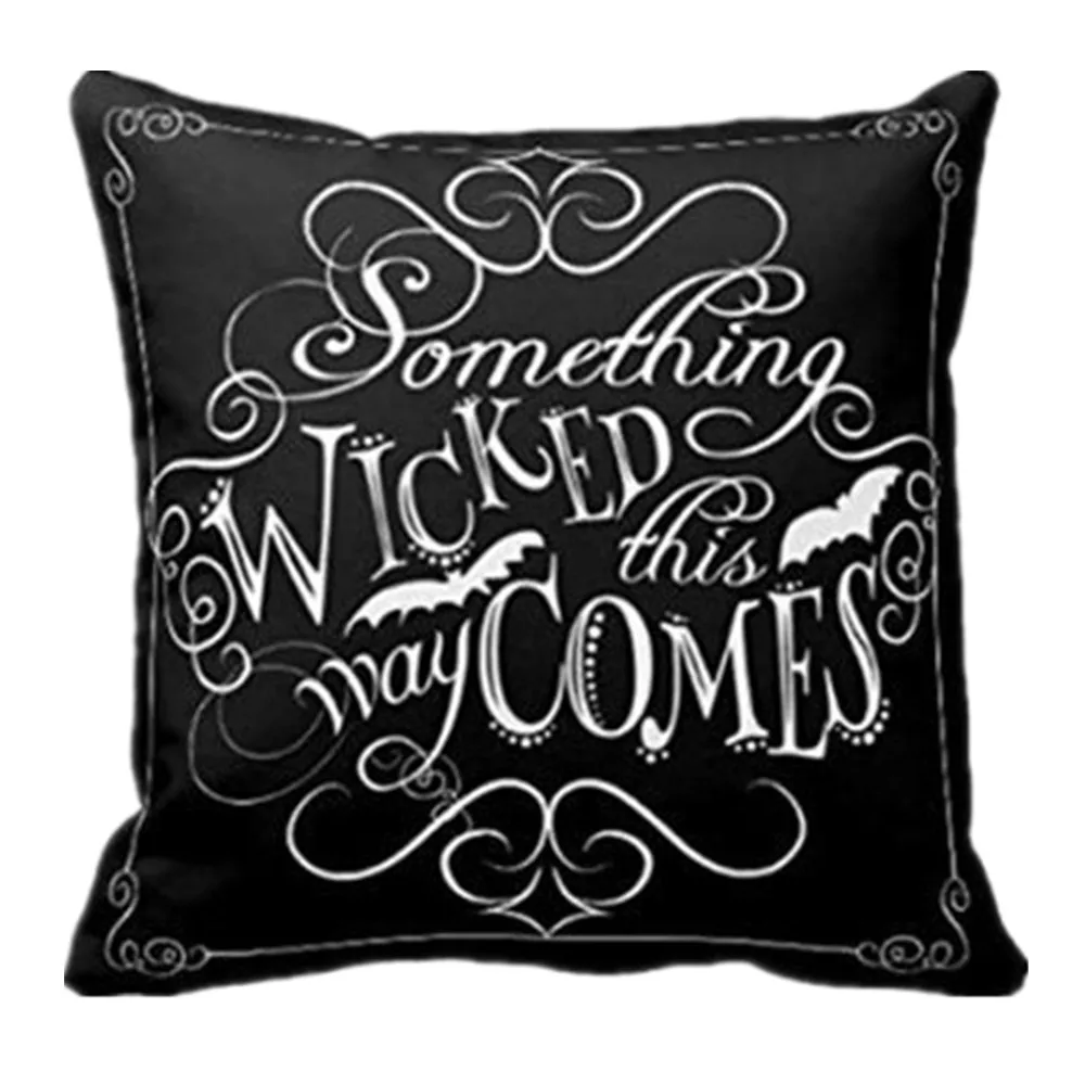 

Dark black style home decor soft polyester square pillowcase living room sofa cushion cover horror element cover car Decor #W