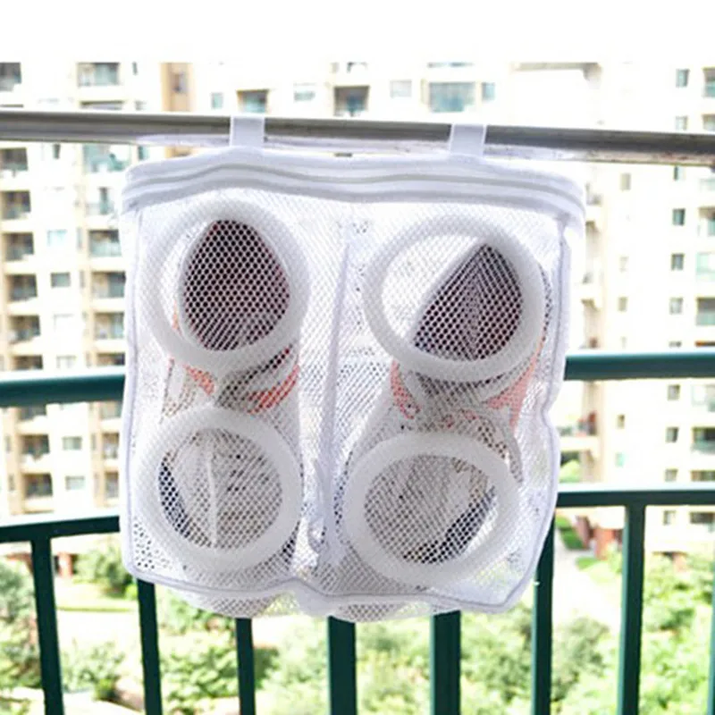 Bolsa de zapatos de malla para lavander&iacute;a, organizador de almacenamiento de zapatos secos, bolsas de lavado port&aacute;tiles, organizador de almacenamiento de ropa a prueba de polvo-5