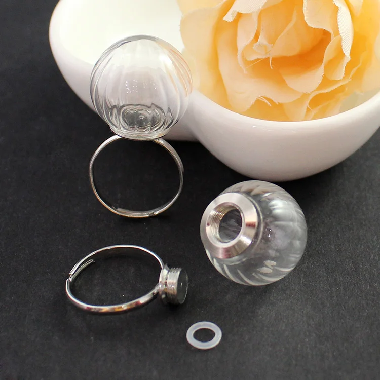 20MM Clear Pumpkin 10 комплектов 20MM винта стекла Глобус кольцо(регулируемая), стеклянный пузырь мяч с бисера крышка украшения подвеска комплект, без верхней петли - Цвет основного камня: 20MM Clear Pumpkin