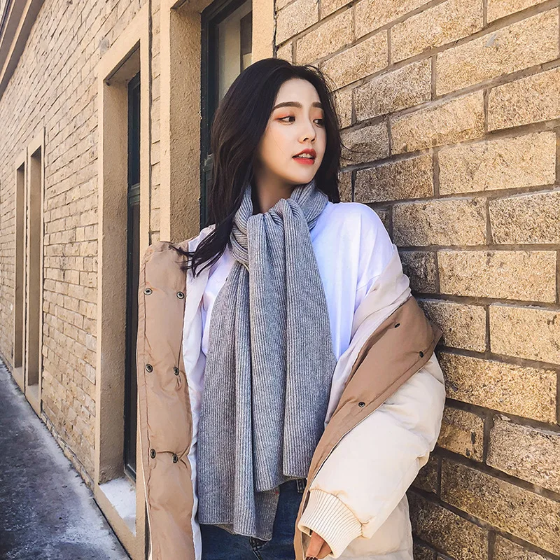 Вязаный осенне-зимний шерстяной шарф унисекс большая шаль для влюбленных