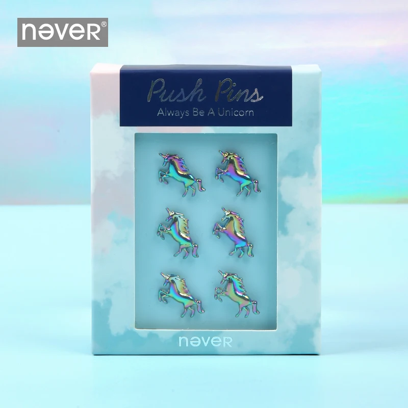 Никогда в форме единорога большой палец Tack металлические офисные настенные