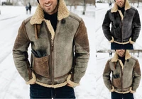2022 new iimitation leather mens coat winter warm fur iintegrated jacket tthickened lapel ccontrast color