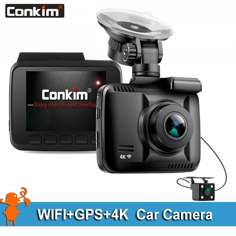 Видеорегистратор Conkim GS63D с 2 камерами GPS Wi-Fi 1080P 720P | Автомобили и мотоциклы