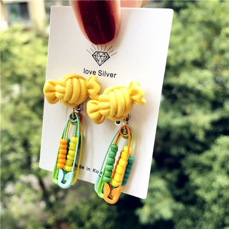 

Earrings for Women 2021 Multicolor Beaded Tassel Earrings Boho Candy Pin Vintage Drop Earrings Korean Cute New Earrings