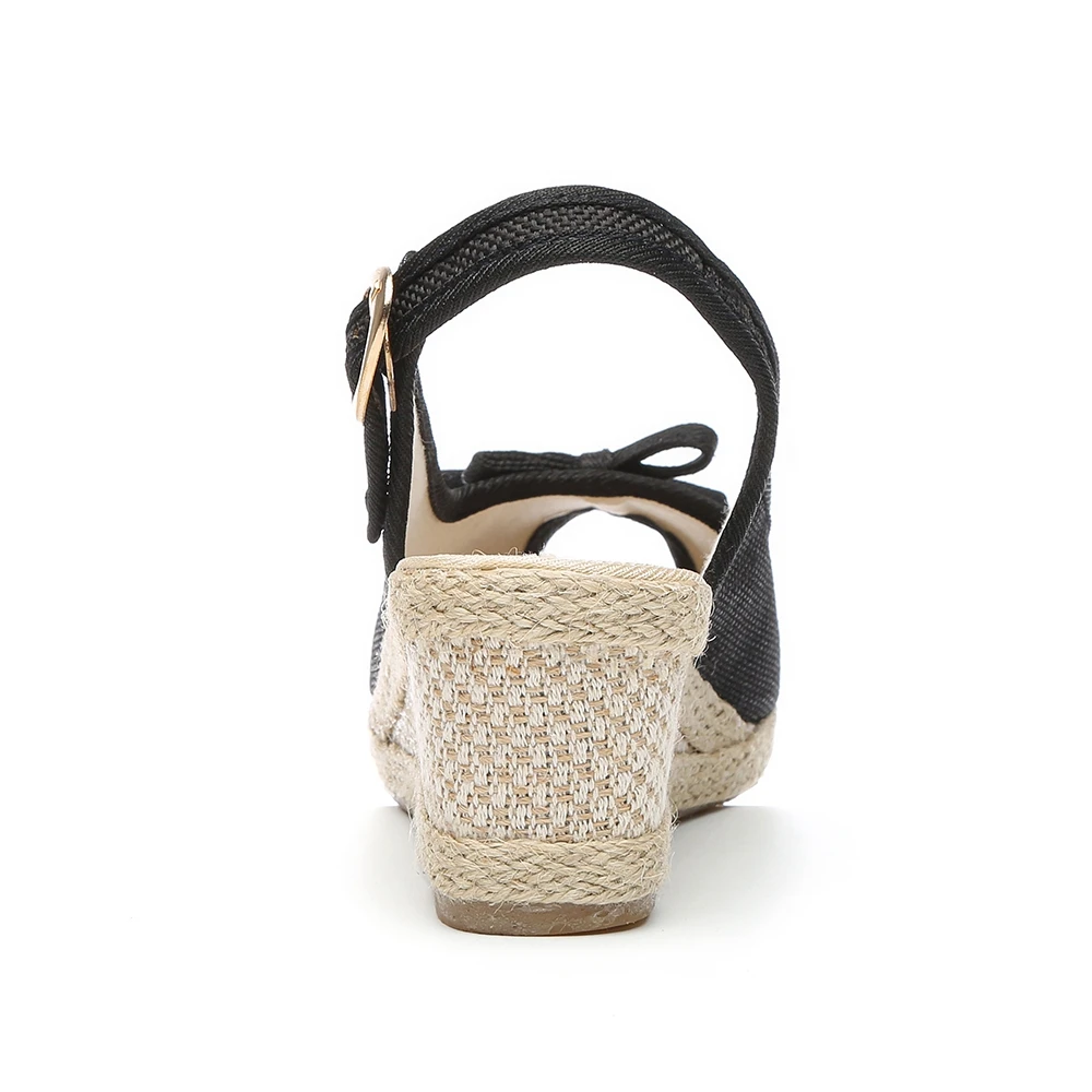 Veowalk/женские льняные эспадрильи ручной работы с бантом и открытым носком