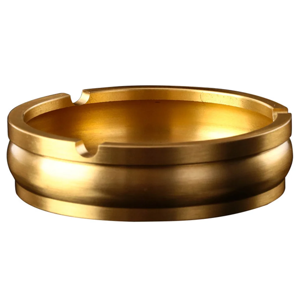 

1Pc Deilcate Brass Ashtray Ash Holder Ash Storage Container for Home (Golden)