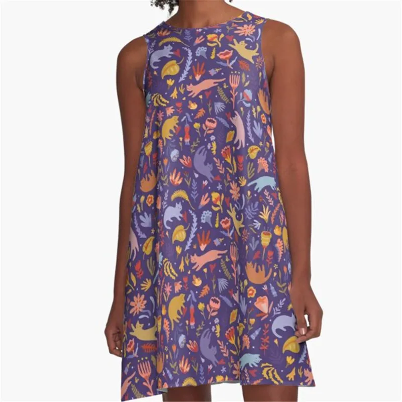 

Fashion Women summer dresses scribble Pink Printed A-Line Boho Dress for women harajuku Sexy ladies mini short beach dress