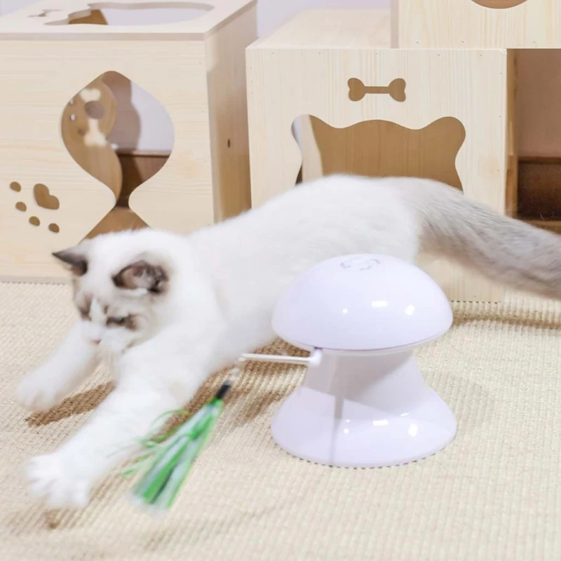 

Smart Automatic Rotating Light Cat Teaser Toys with Feather Indoor Interactive
