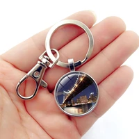 wg 1pc new york magnets time gemstone keychain keyrings creative metal key ring small gift for friendship