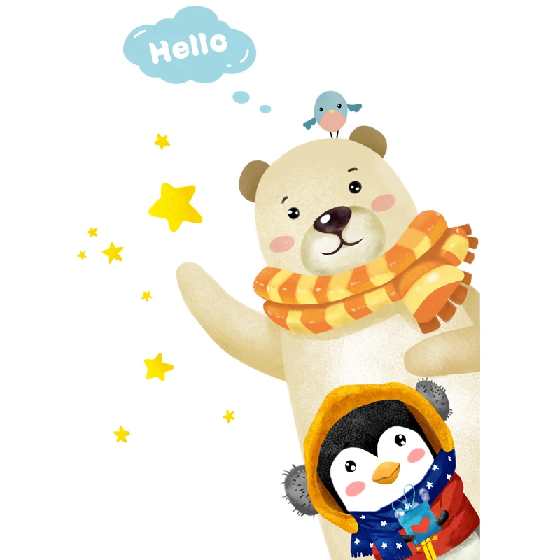 

Cartoon Animals Bear Wall Stickers Kids Room Living Room Bedroom Decoration Vinyl Wallpaper Self-adhesive Decals for Furniture