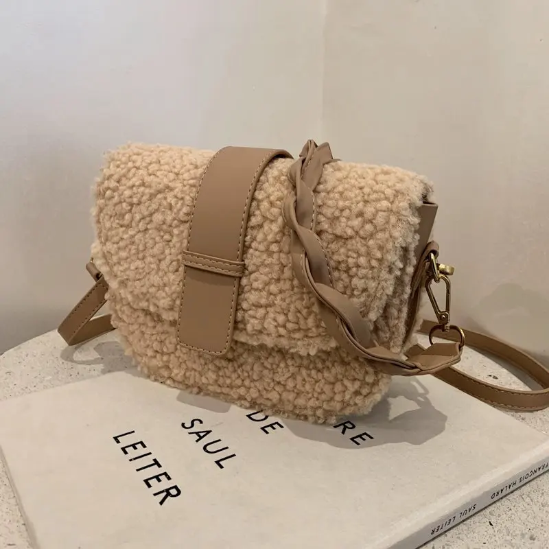 2021 Winter New Lambswool Saddle Armpit Bag Soft Small Crossbody Shoulder Bag High-quality Plush Messenger Bag High-quality