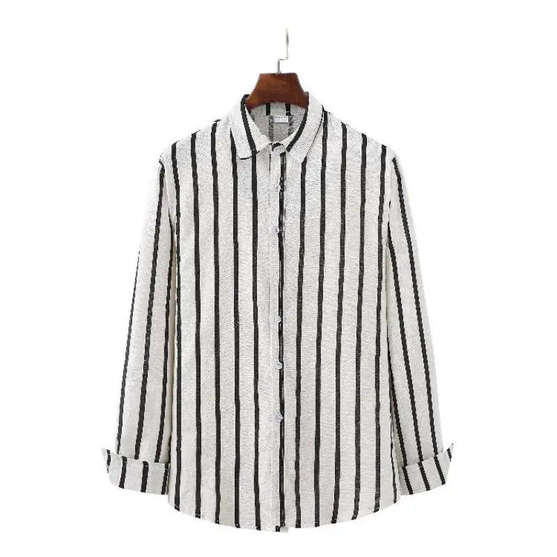 

Рубашка мужская с длинным рукавом, в полоску, с воротником-стойкой