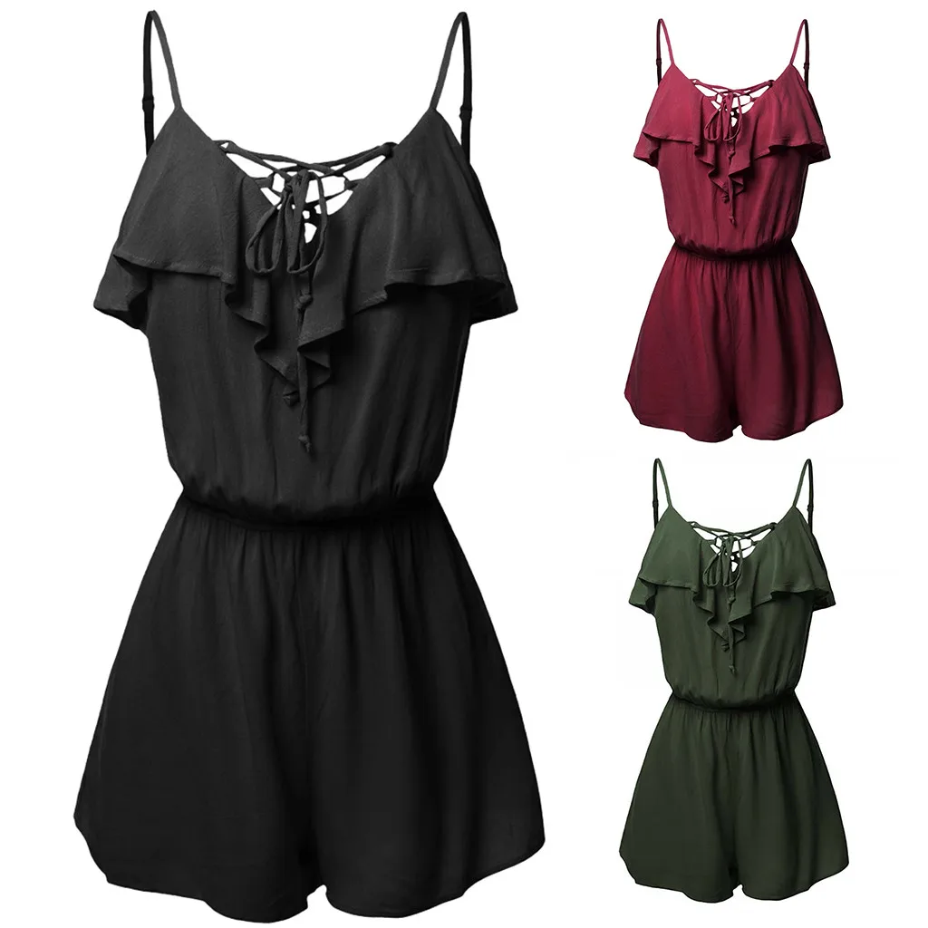 

Женский комбинезон без рукавов, повседневный комбинезон большого размера с высокой талией и широкими штанинами