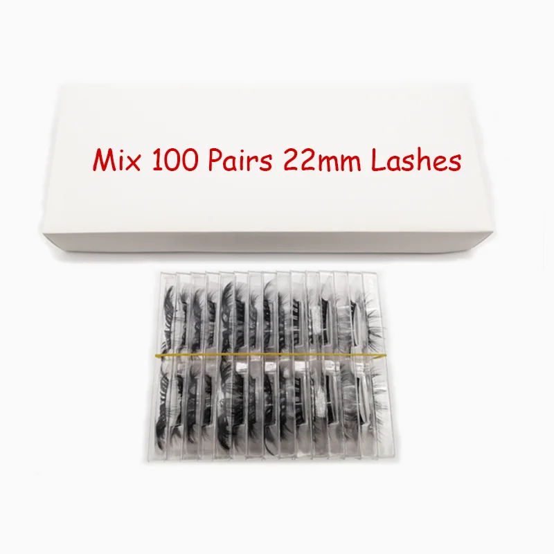 

5D 22mm Mink False EyeLashes Wholesale 20/50/100 Pcs Thick Long Wispy Handmade Faux Lashes Pack Multi Layer Effect Cruelty Free