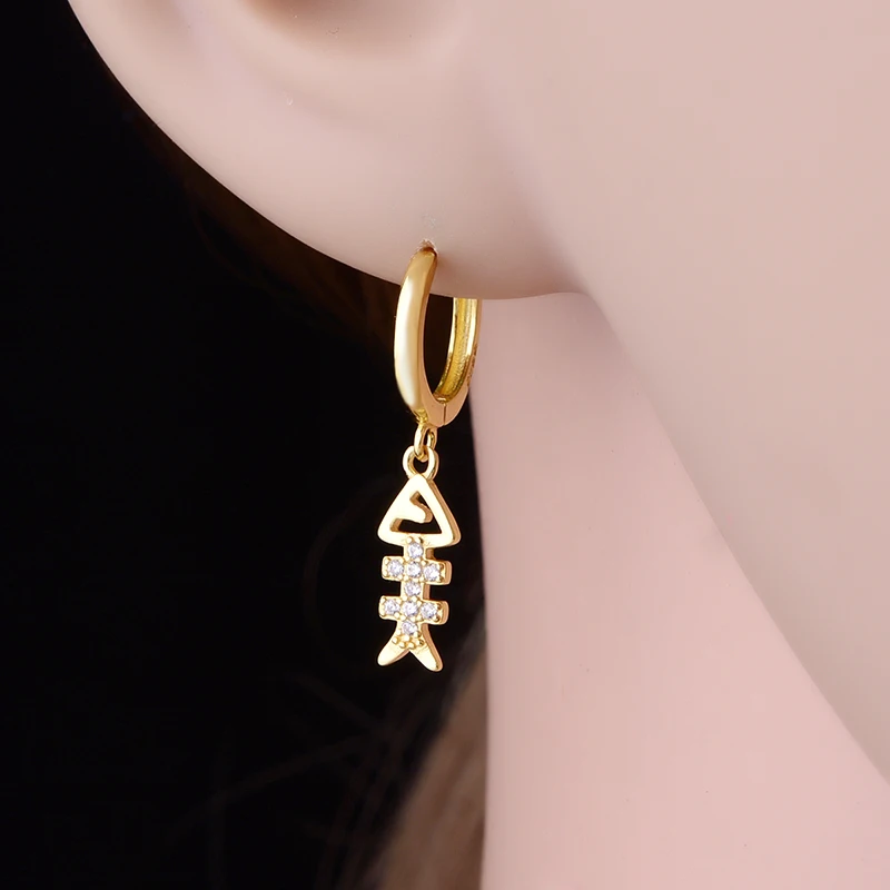 FC ювелирные изделия 925 Серебро Французский золотой цвет рыба кость знак