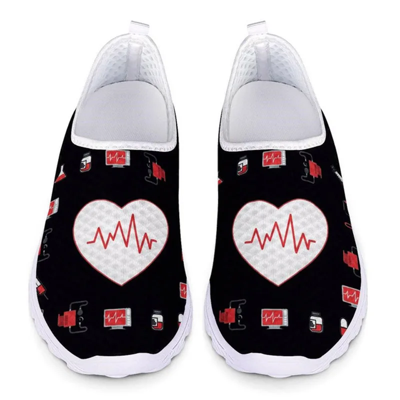 

Cute Nurse Heart 3D Print Woman Nurse Shoes Comfortable Sneakers Flat Shoes Women Mesh Running Shoes Breathable Zapatos Mujer