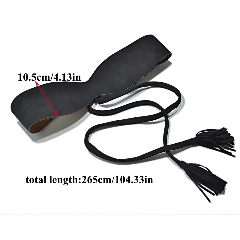 

DIY Knotted Belt Corset Belt Soft Wide Belt Female Long Tassel Waistband Self Tie Female Faux Leather Cummerbunds Solid Color