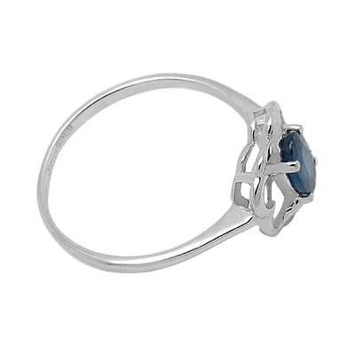 

Fashion Engagement Ring for Woman 4mm*6mm Natural Navy Blue Sapphire Silver Ring 925 Silver Sapphire Ring