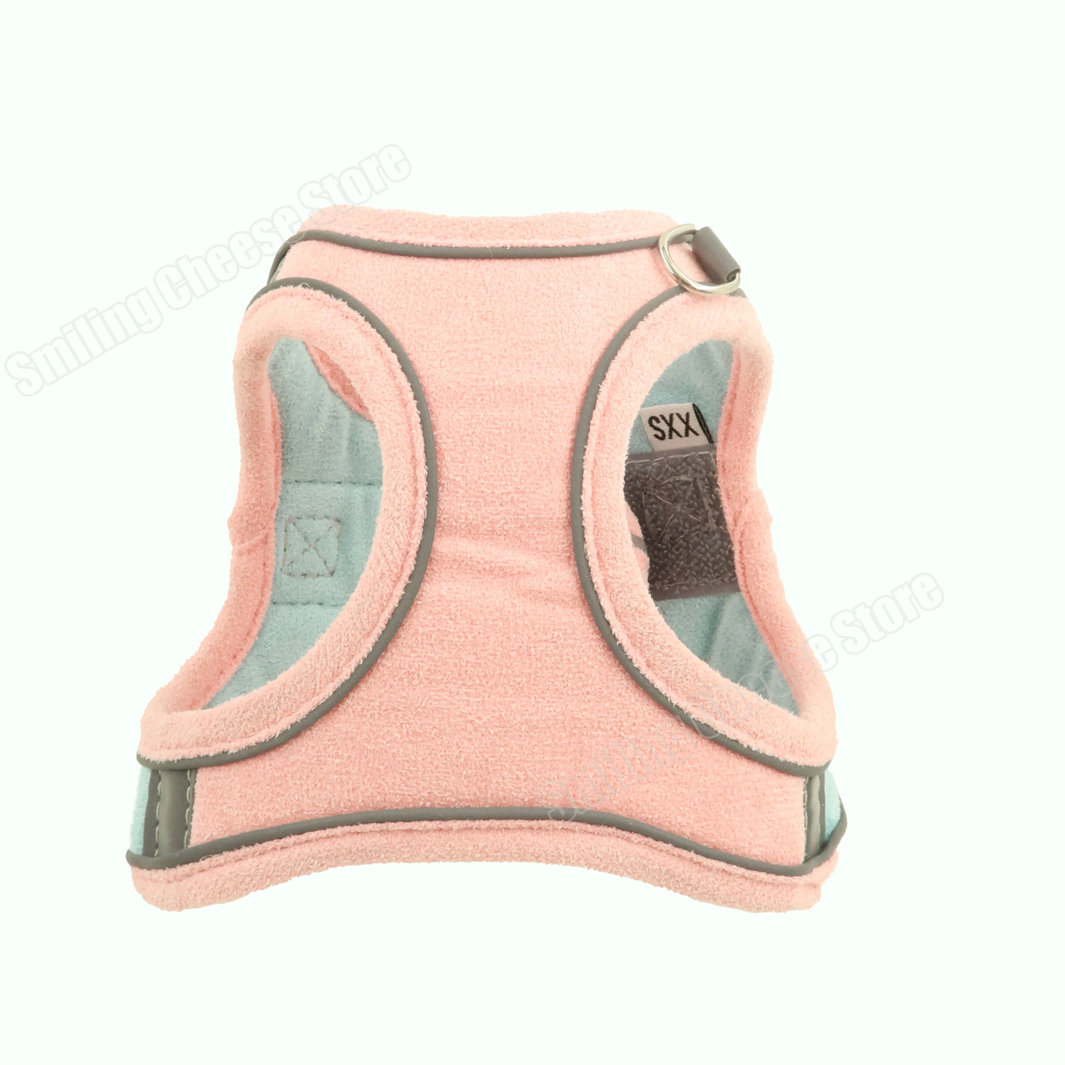 

Smiling Cheese Suede Fabric Dog Chest Adjustab Harness Set With Leash Strong Firm Tight Reflective Safety Design for Puppy