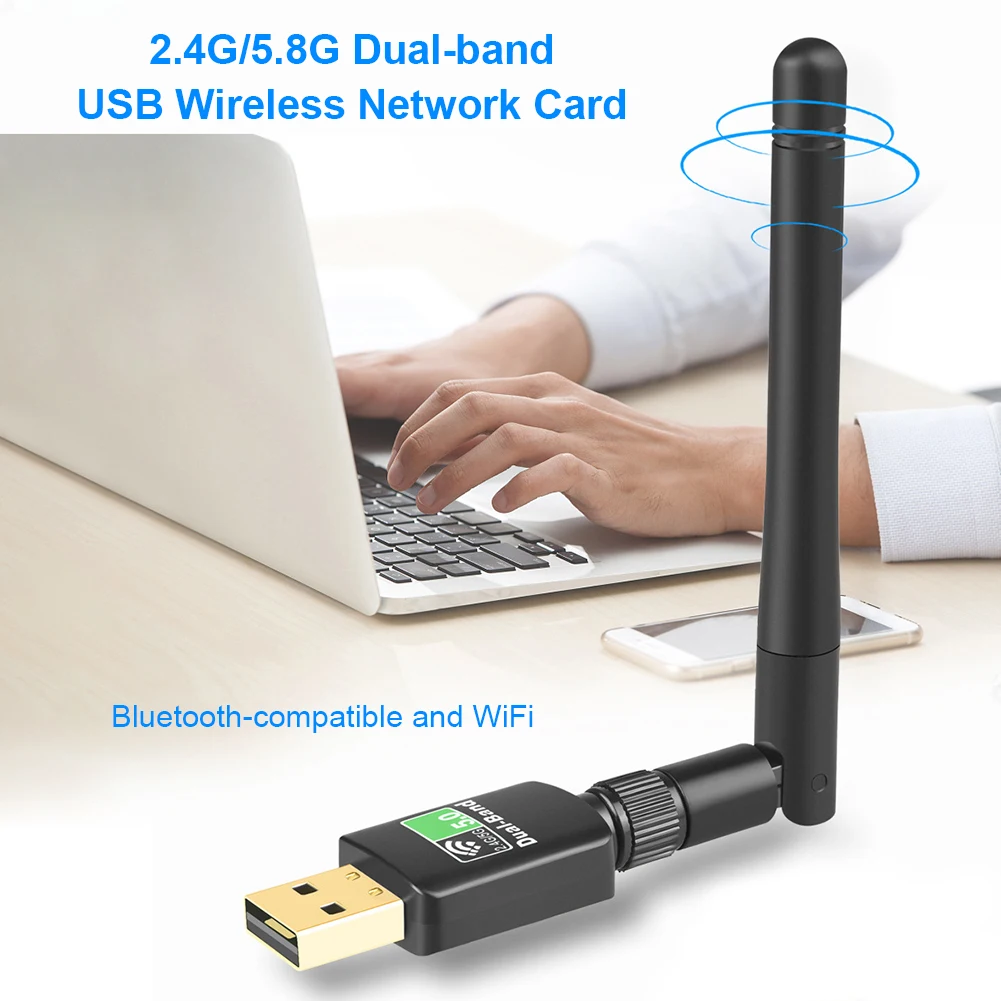 

USB Wi-Fi адаптер 2 в 1, 600 Мбит/с, 5,8 + 2,4 ГГц