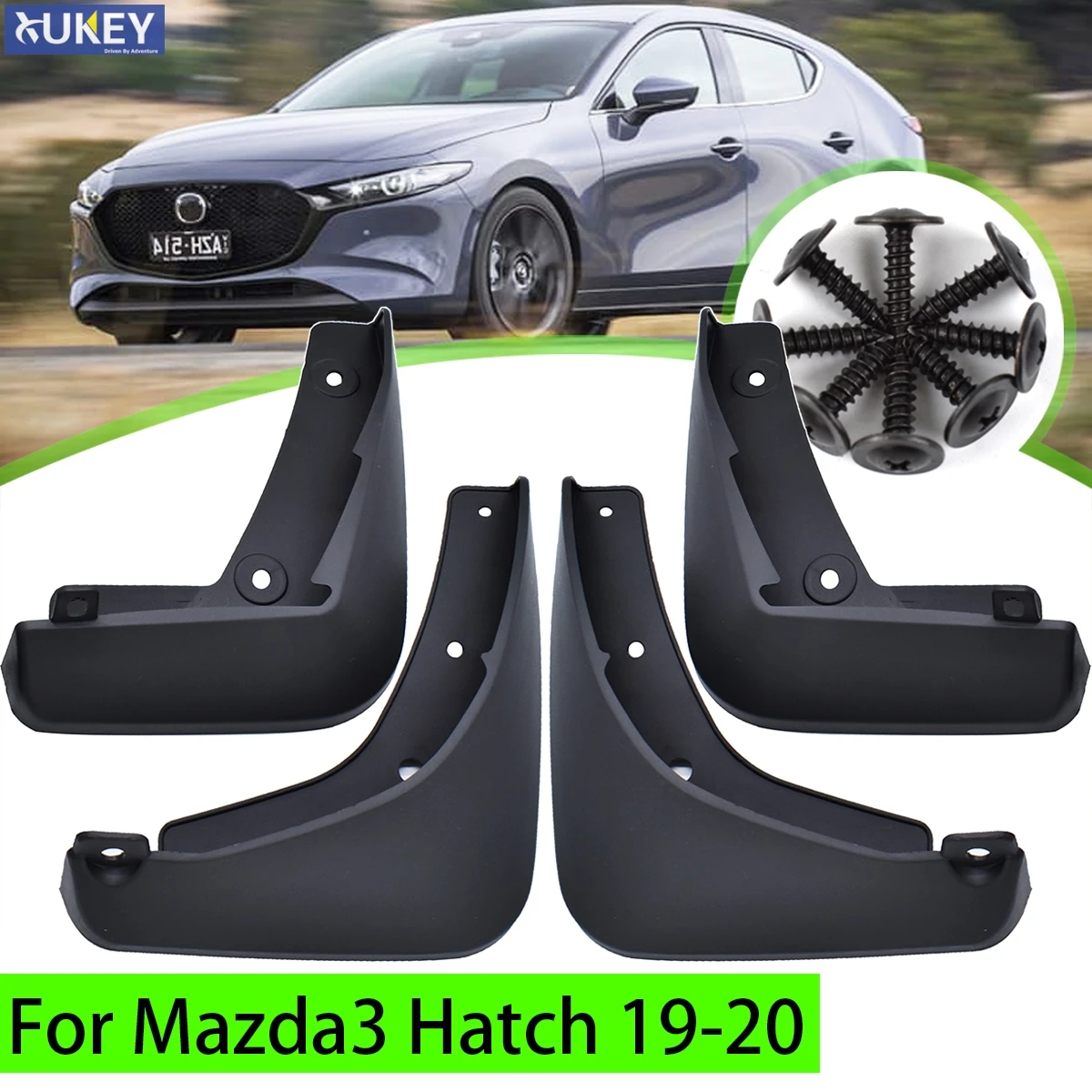 For Mazda 3 Mazda3 BP 2019-2022 Set Molded Mud Flaps Hatchback Hatch Mudflaps Splash Guards Mud Flap Mudguards Fender Front Rear