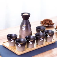 ceramic wine set japanese cherry blossom sake pot wine cup sake bottle sake cup set glass dispenser barware drinkware home decor