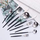 Горячее предложение, черная  столовые приборы, чайная ложка, набор кухонной посуды для вечеринки, Столовые сервизы из нержавеющей стали