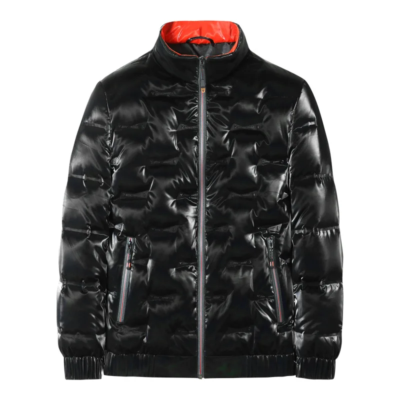 Men's Down Jacket Fashion Glossy Stand Collar Coat High Quality Glued Quilting Padding Jacket  Warm Winter Outwear Male Clothes