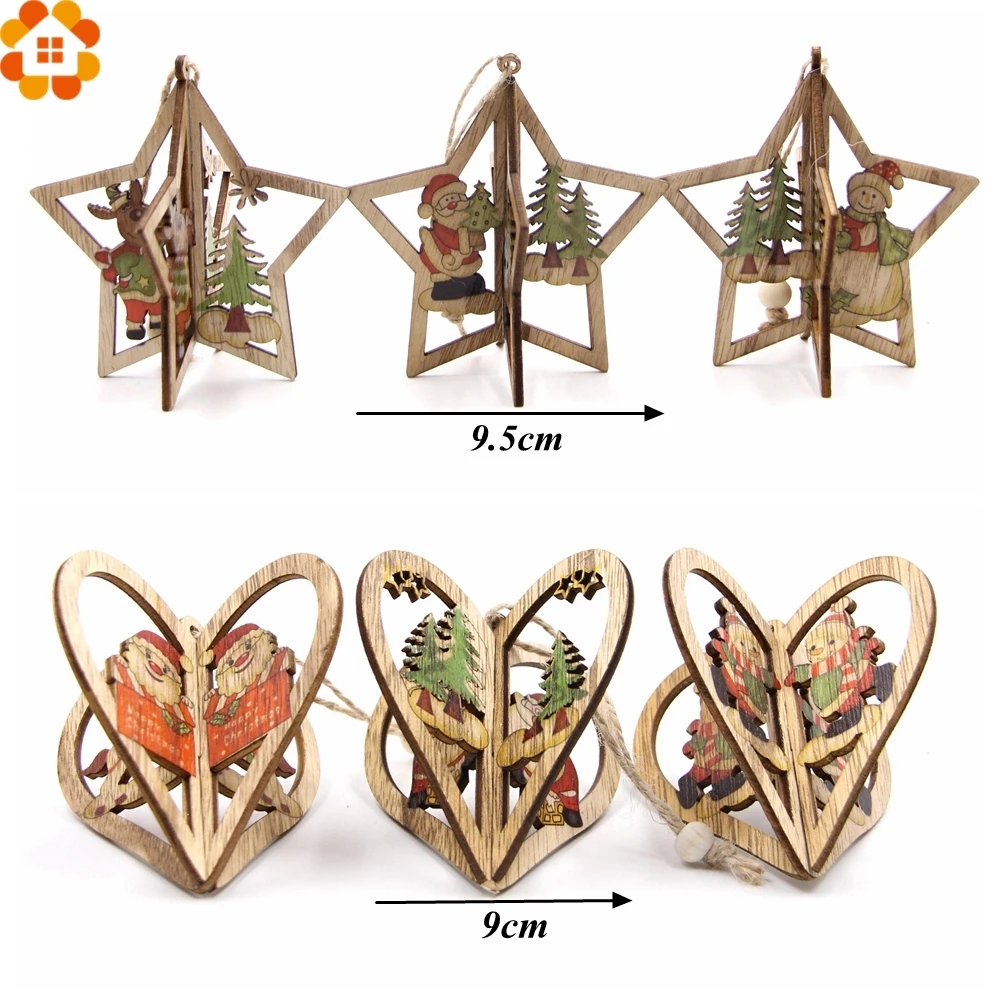1 шт. 3D Рождественский деревянный кулон украшения для рождественской вечеринки