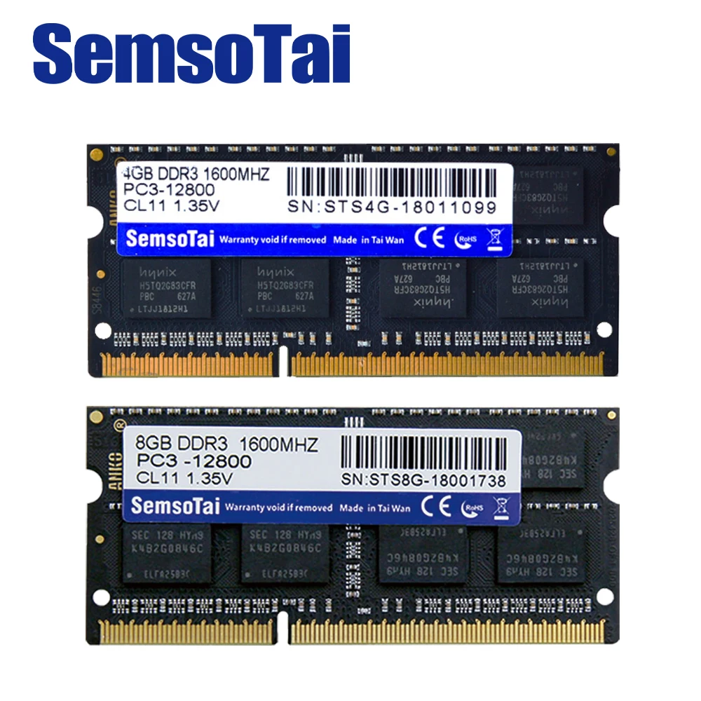 Оперативная память SemsoTai ddr3 4 ГБ 8 1600 МГц 204Pin PC3-12800 CL = 11 1 35 в пожизненная гарантия
