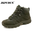 Зимние мужские ботинки в стиле милитари, тактические ботинки спецназа, по щиколотку, армейские ботинки США, кожаные ботинки для снега JKPUDUN