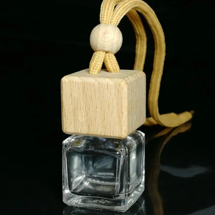 

8ml Car Perfume Bottles Wood Screw Cap Glass Empty Bottle with Hang Rope for Car Decorations Air Freshener SN890