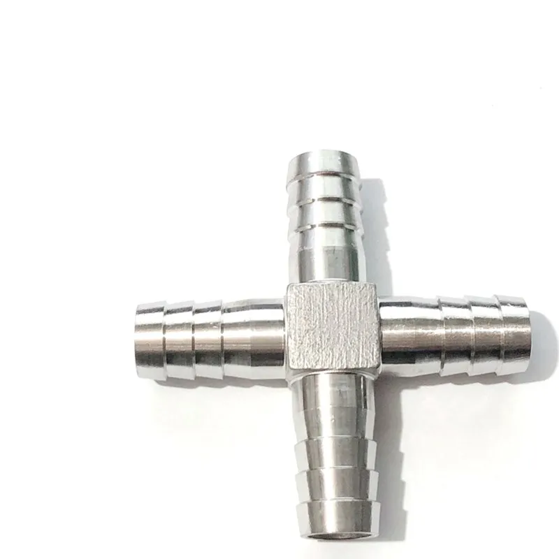 

304 Stainless Steel Hose Fittings 20mm 4 Way Hose Tube Barb Barbed Coupling