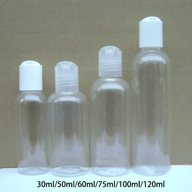 

30ml 50ml 60ml 100ml 120ml Empty Plastic Water Bottle with Flip Cap Lotion Face Toners Travel Packaging Containers Free Shipping