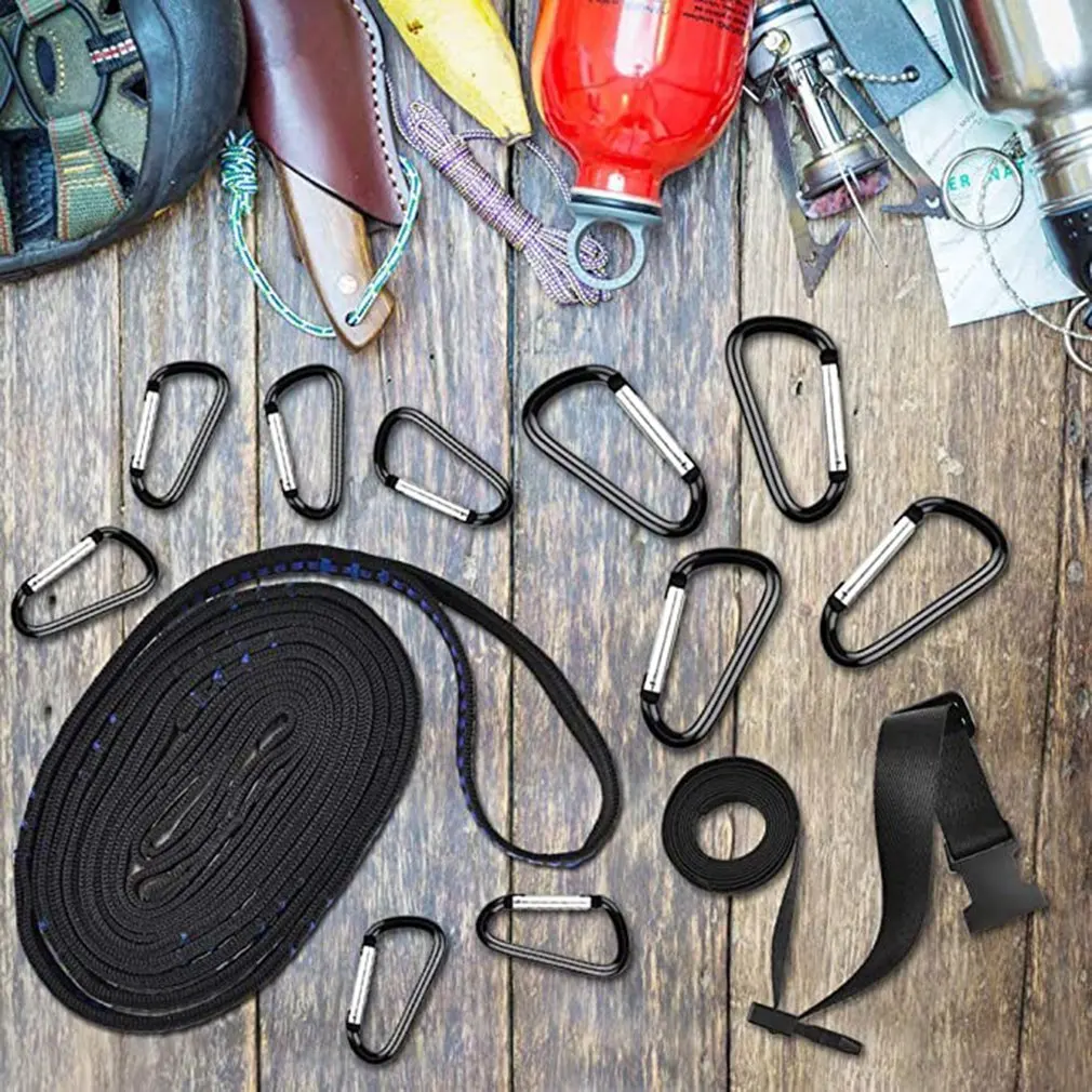 

4.3m adjustable Multifunctional Outdoor Camping Tent 19 ring Rope Lanyard Lamp Hanging Tool Hiking Clothesline with Carabiner