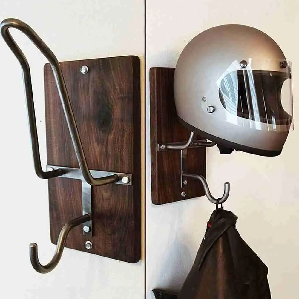 Креативный деревянный стальной держатель для мотоциклетного шлема крючок