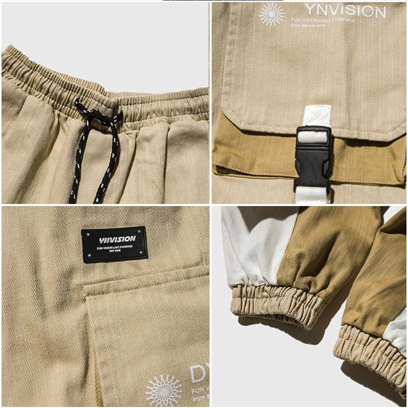 

Men Cargo Pants Hip Hip Streetwear Color Block Harajuku Joggers Harem Pants 2020 Casual Tactical Pants Side Pockets Trousers Men