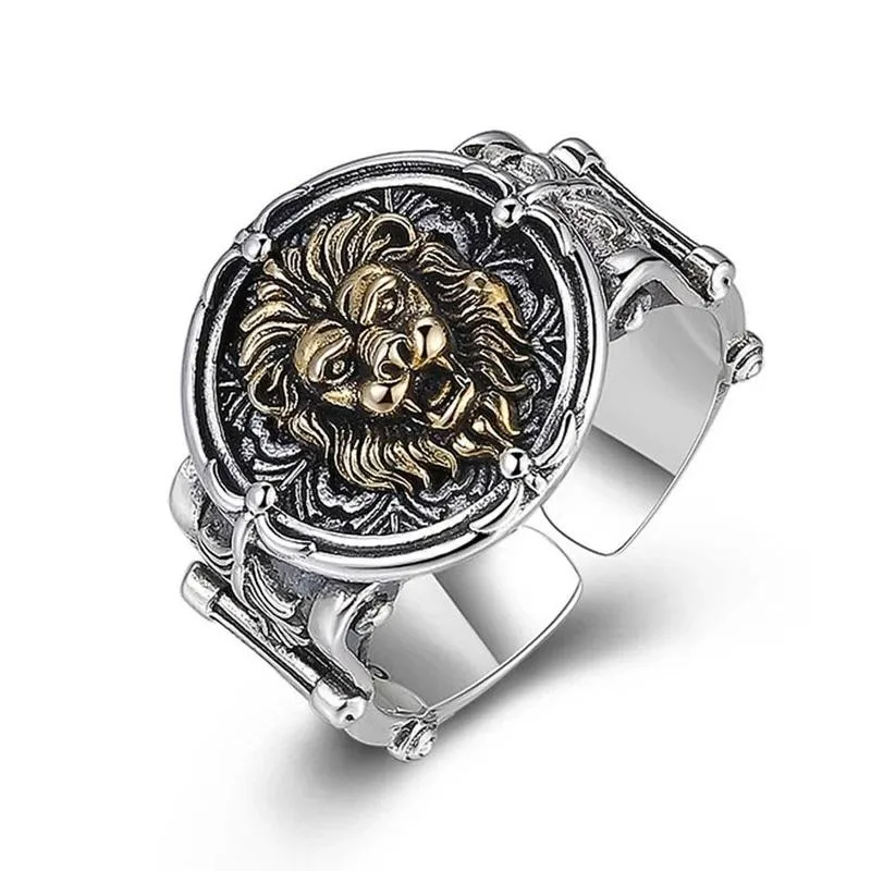 Мужское Винтажное кольцо с Львом регулируемое в готическом стиле панк хип хоп
