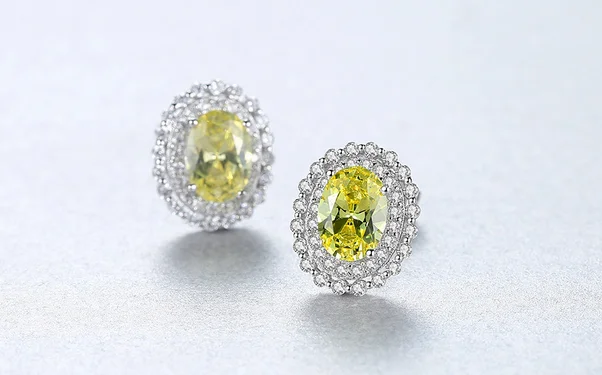 Горячая Распродажа S925 Стерлинговое Серебро желтый цвет инкрустация кристалл