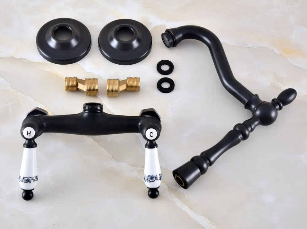 Черный Масло втирают Бронзовый Ванная Кухня Раковина кран Смеситель Поворотный