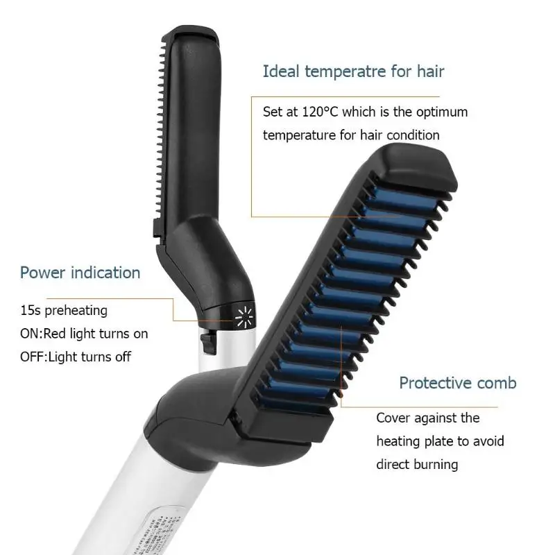 Мужской многофункциональный выпрямитель для волос плойка Расческа