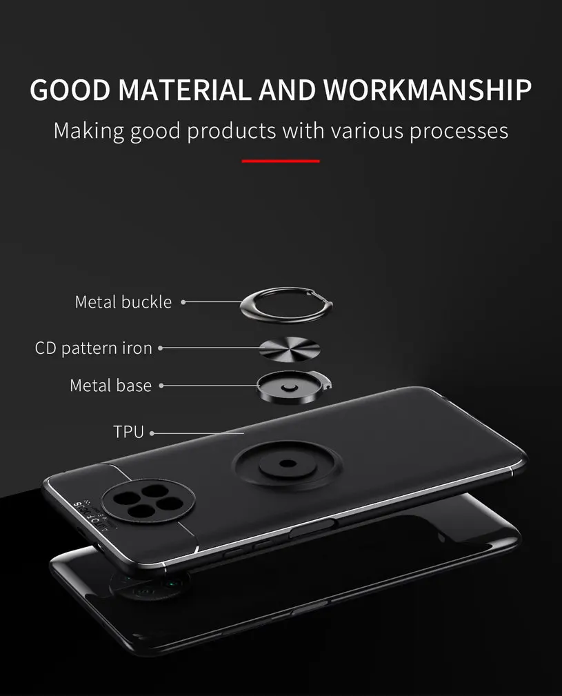 Силиконовый чехол для Xiaomi Redmi Note 9T 5G 9 Pro с прокладка крышки кольцом держателем