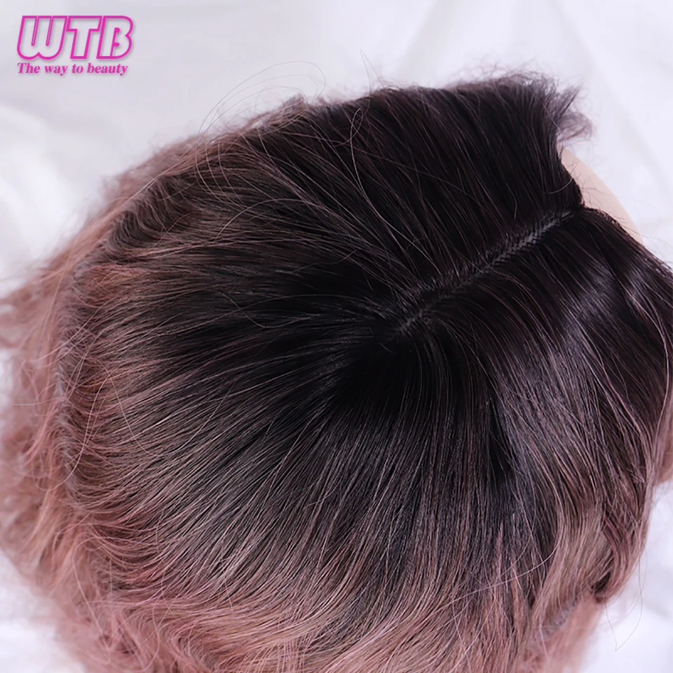 WTB Синтетические длинные волнистые темно-корни смешанный фиолетовый цвет парики