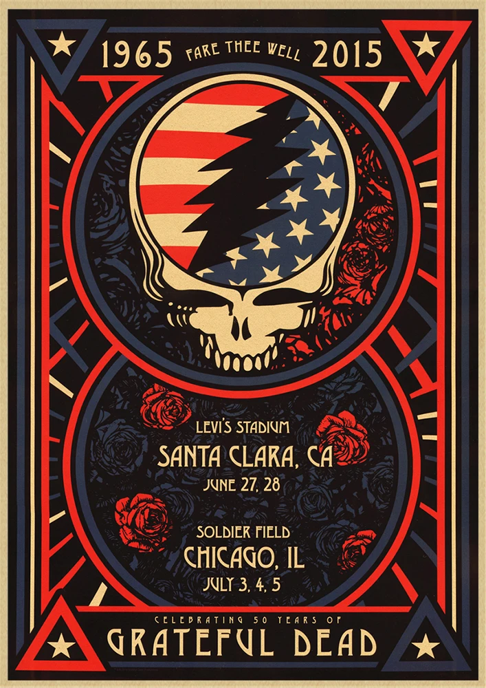 The Grateful Dead Vintage Posters Wall Stickers Retro Poster Prints High Definition For Living Room Home Decoration images - 6